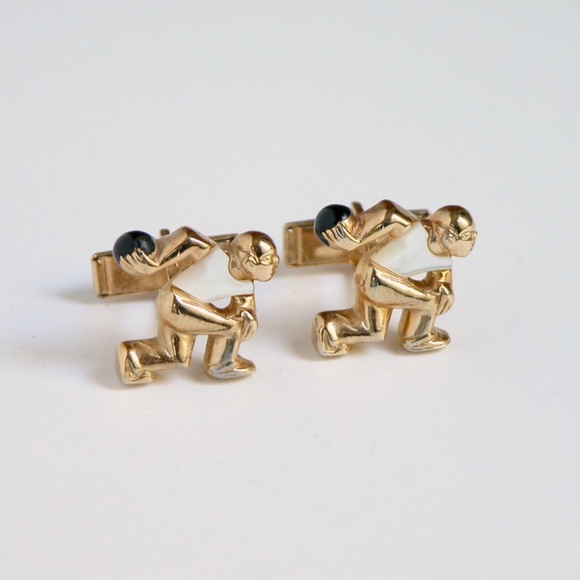 Vintage BOWLING Mother of Pearl Cufflinks - Picture 1 of 3
